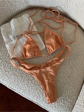 Sommer Swim French rose cheeky bikini set xs